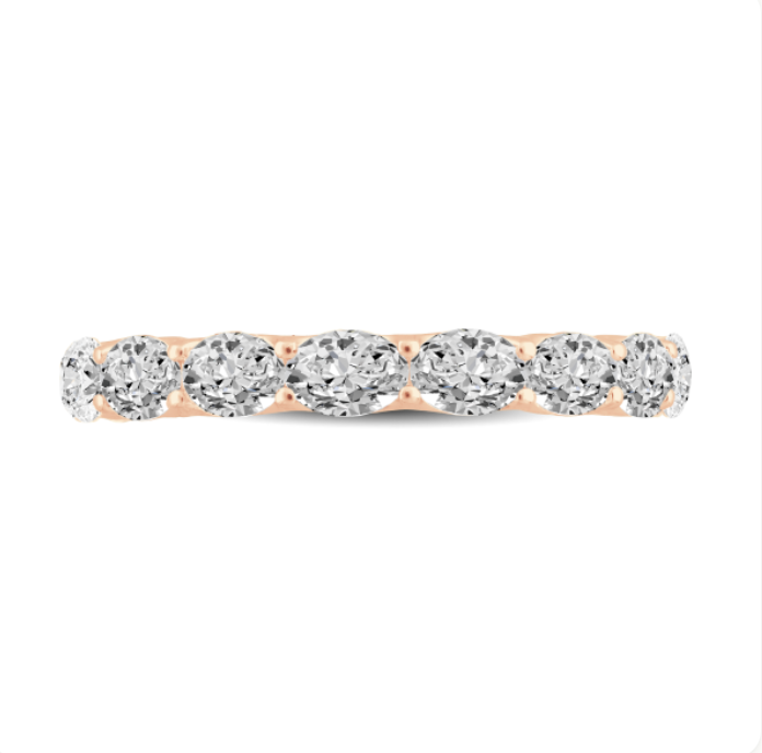 Scalloped East West Oval Diamond Wedding Band