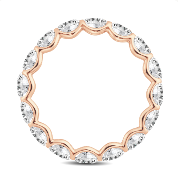 Scalloped East West Oval Diamond Wedding Band