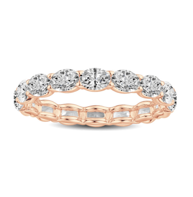 Scalloped East West Oval Diamond Wedding Band