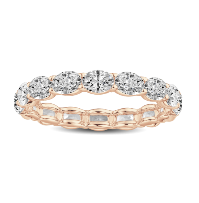 Scalloped East West Oval Diamond Wedding Band
