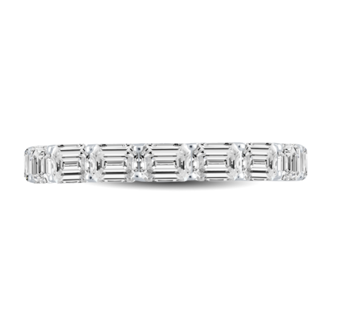 East West Emerald Diamond Wedding Band