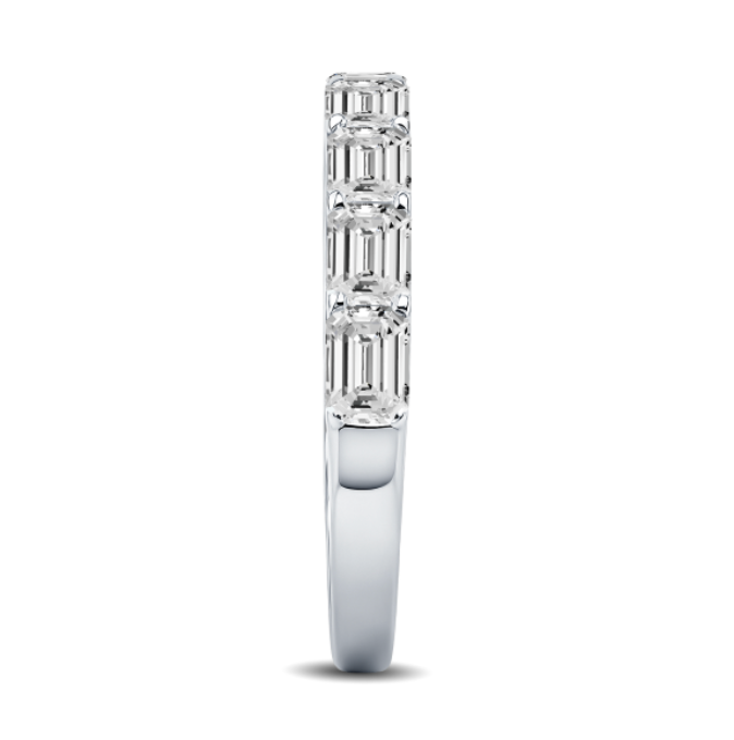 East West Emerald Diamond Wedding Band