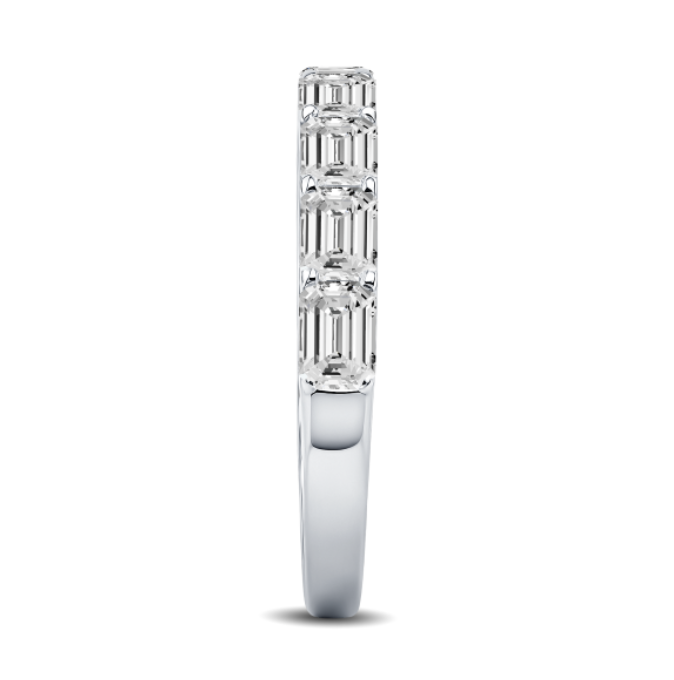 East West Emerald Diamond Wedding Band