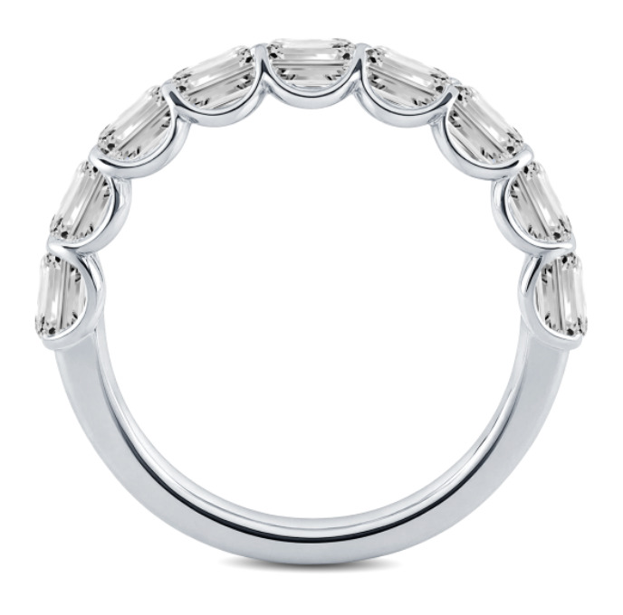 East West Emerald Diamond Wedding Band