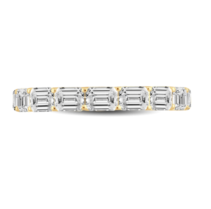 East West Emerald Diamond Wedding Band