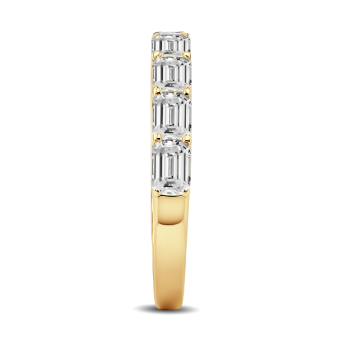 East West Emerald Diamond Wedding Band