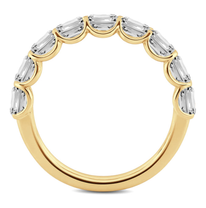 East West Emerald Diamond Wedding Band