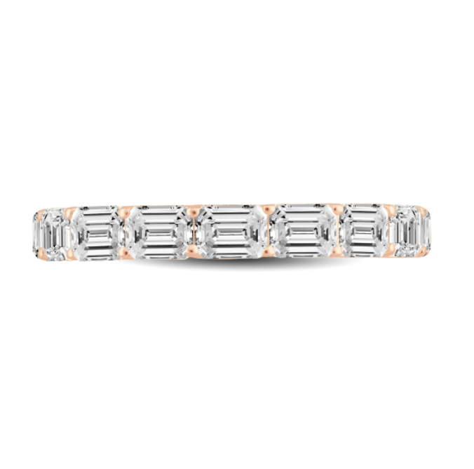 East West Emerald Diamond Wedding Band