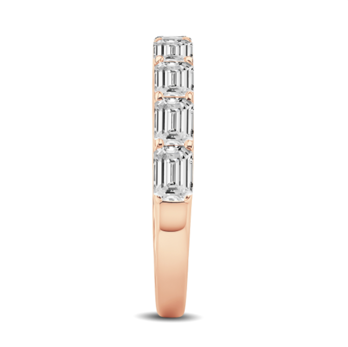East West Emerald Diamond Wedding Band