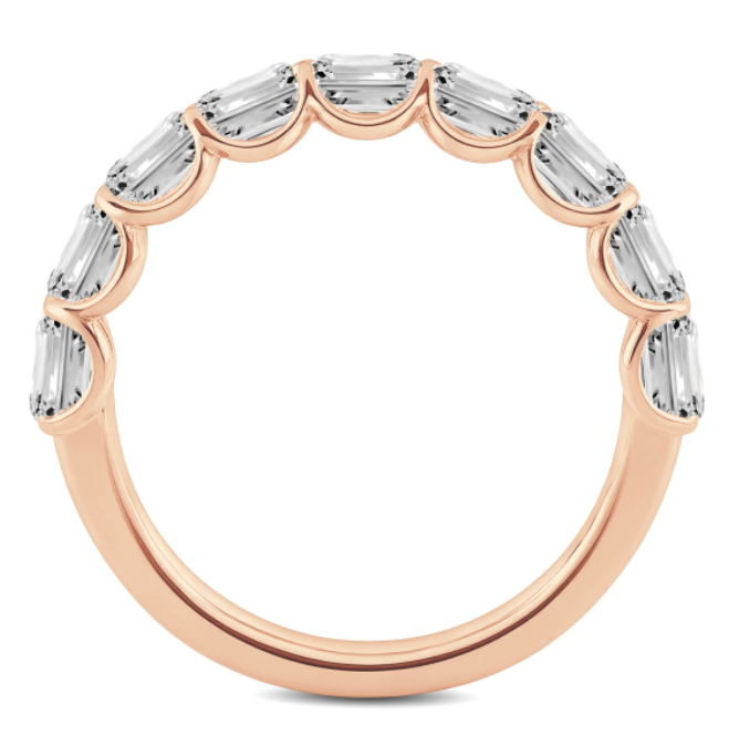East West Emerald Diamond Wedding Band