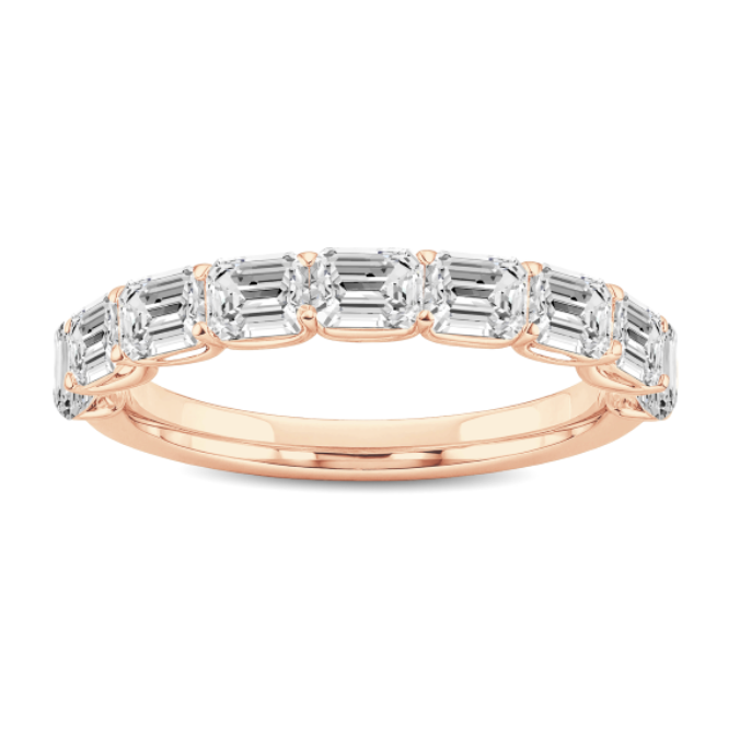 East West Emerald Diamond Wedding Band