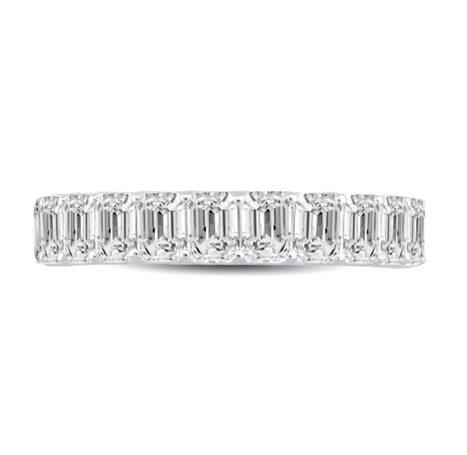 Emerald Cut Diamond Scalloped Wedding Band