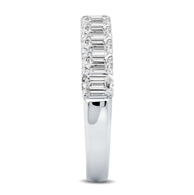 Emerald Cut Diamond Scalloped Wedding Band