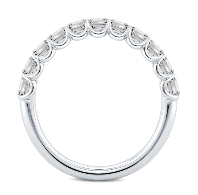Emerald Cut Diamond Scalloped Wedding Band