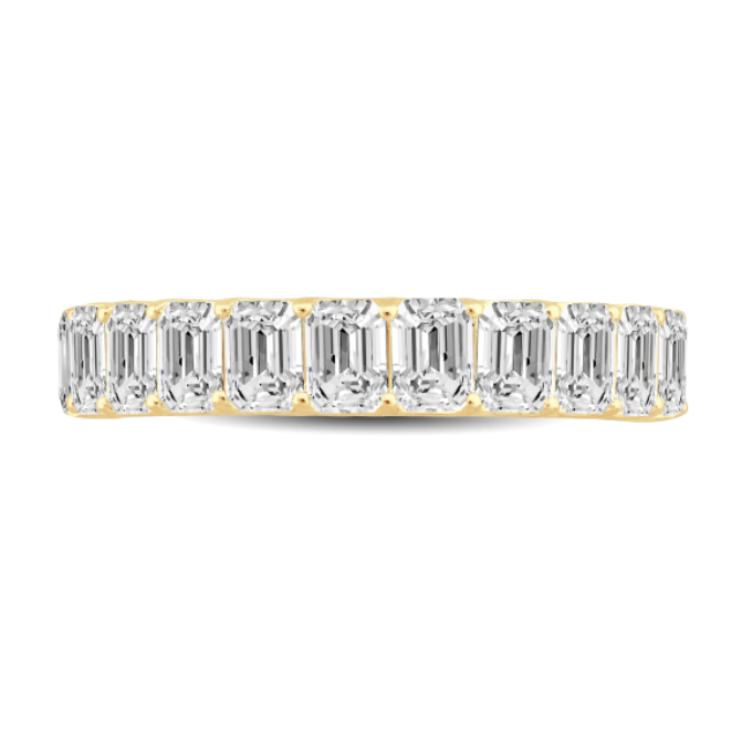 Emerald Cut Diamond Scalloped Wedding Band