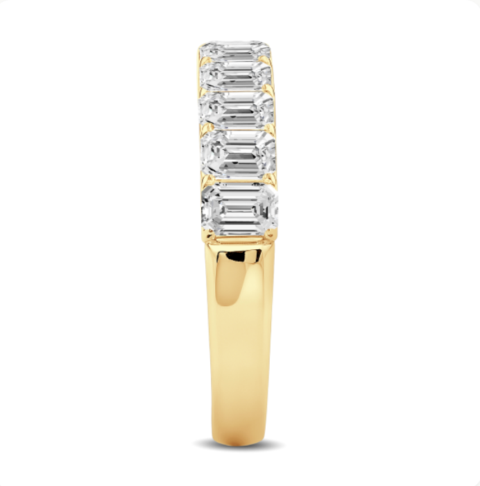 Emerald Cut Diamond Scalloped Wedding Band