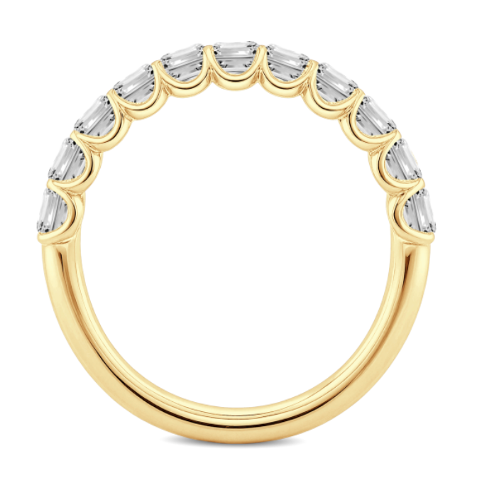 Emerald Cut Diamond Scalloped Wedding Band