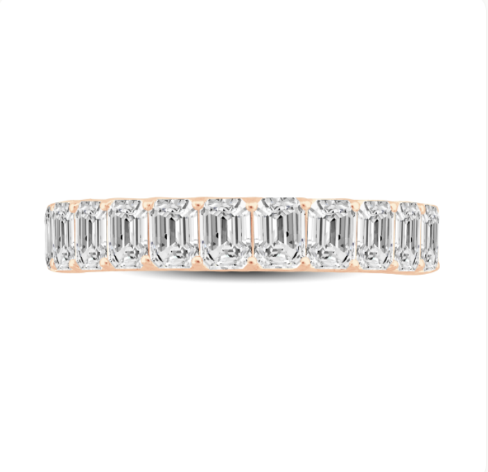 Emerald Cut Diamond Scalloped Wedding Band