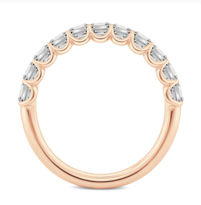 Emerald Cut Diamond Scalloped Wedding Band