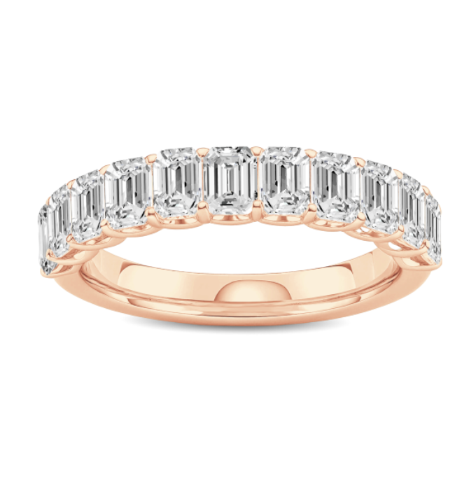 Emerald Cut Diamond Scalloped Wedding Band