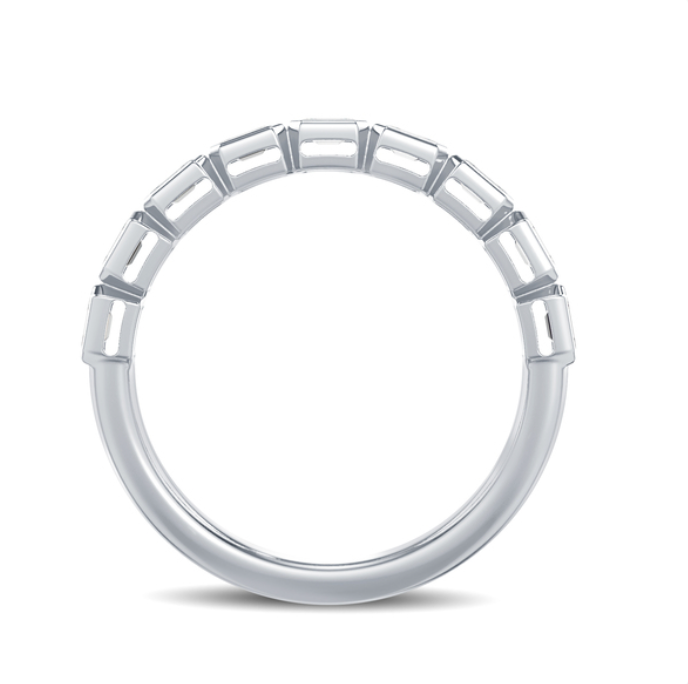 East West Bezel Emerald Diamond Wedding Band