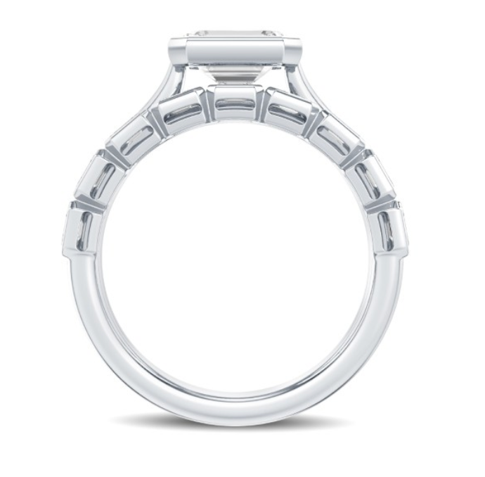 East West Bezel Emerald Diamond Wedding Band