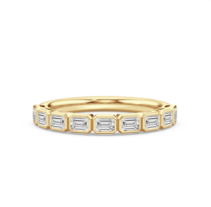 East West Bezel Emerald Diamond Wedding Band