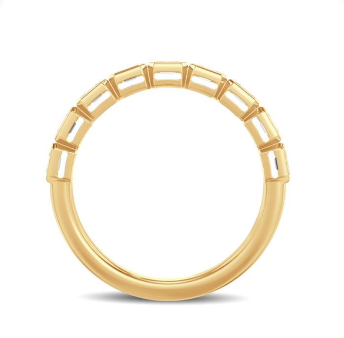 East West Bezel Emerald Diamond Wedding Band