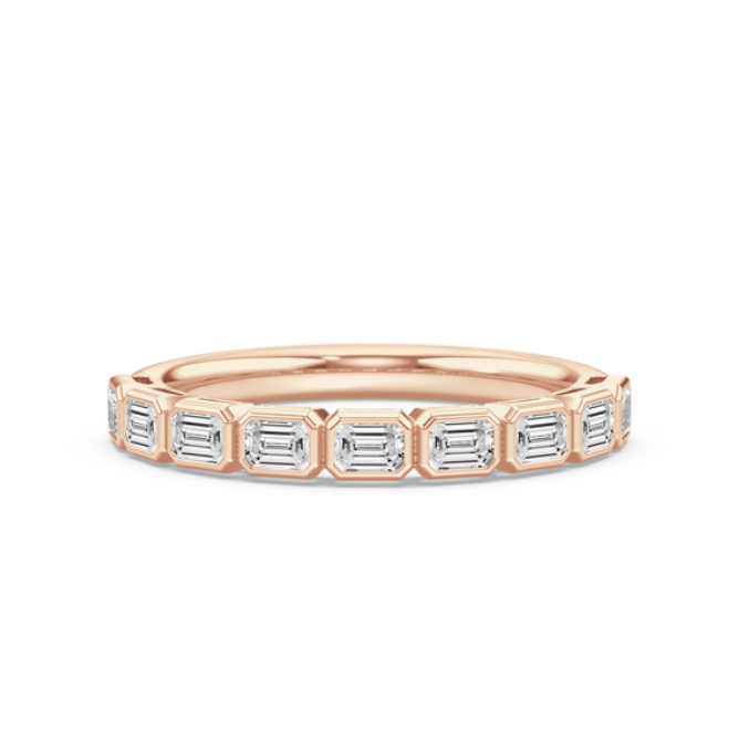 East West Bezel Emerald Diamond Wedding Band