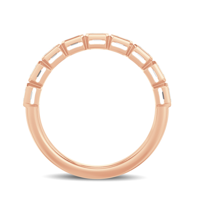East West Bezel Emerald Diamond Wedding Band