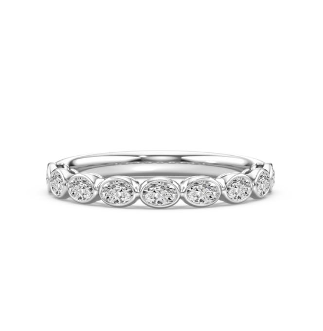 Bezel Set Oval Diamond Wedding Band