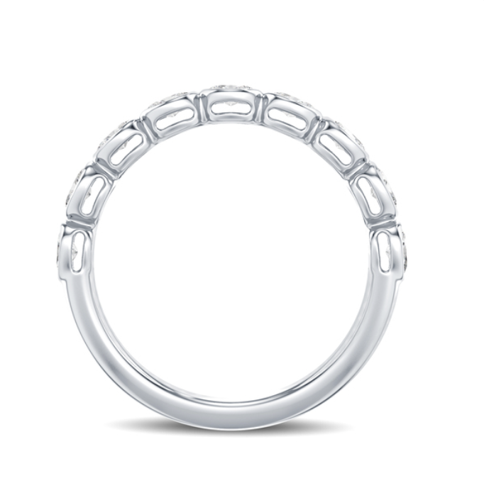 Bezel Set Oval Diamond Wedding Band