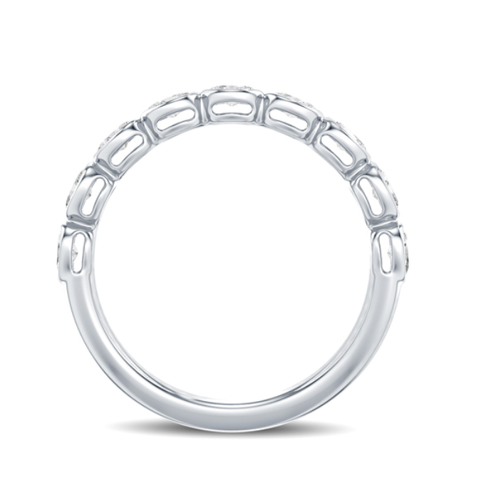 Bezel Set Oval Diamond Wedding Band