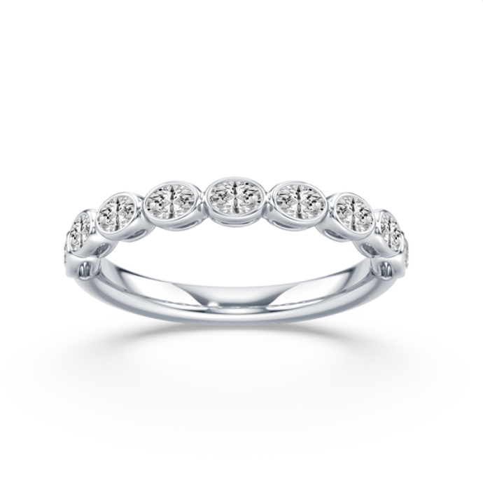 Bezel Set Oval Diamond Wedding Band