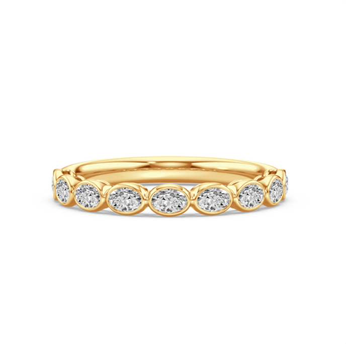 Bezel Set Oval Diamond Wedding Band