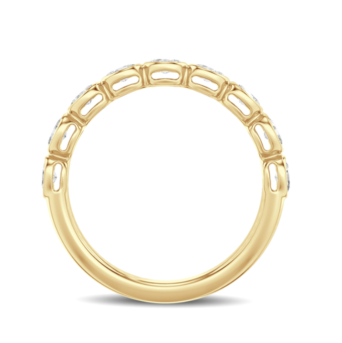 Bezel Set Oval Diamond Wedding Band