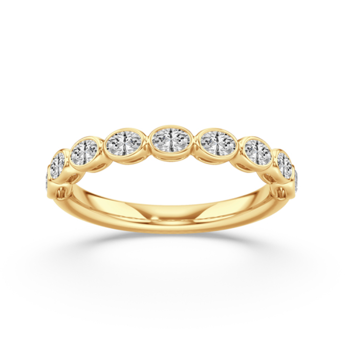 Bezel Set Oval Diamond Wedding Band