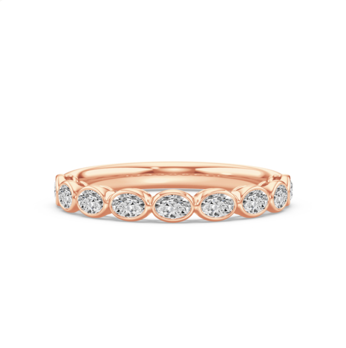 Bezel Set Oval Diamond Wedding Band