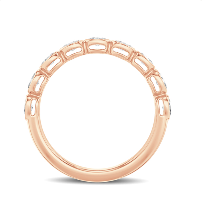 Bezel Set Oval Diamond Wedding Band