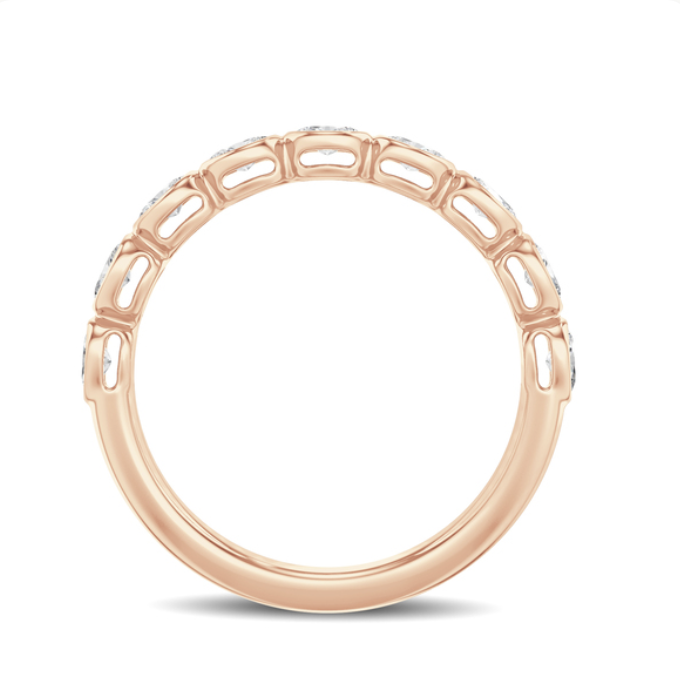 Bezel Set Oval Diamond Wedding Band