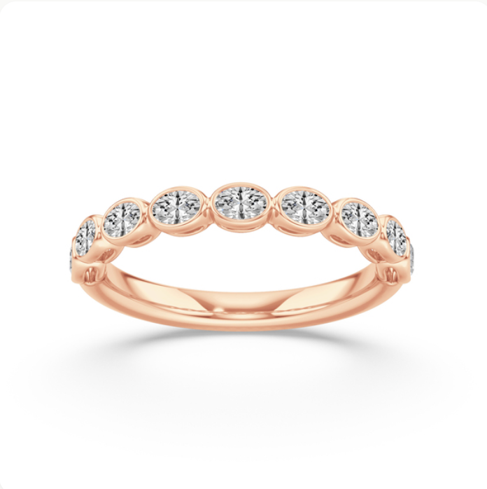 Bezel Set Oval Diamond Wedding Band