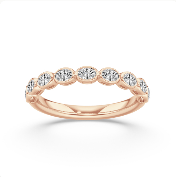 Bezel Set Oval Diamond Wedding Band
