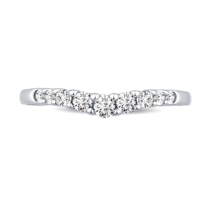 Curved Round Diamond Wedding Band