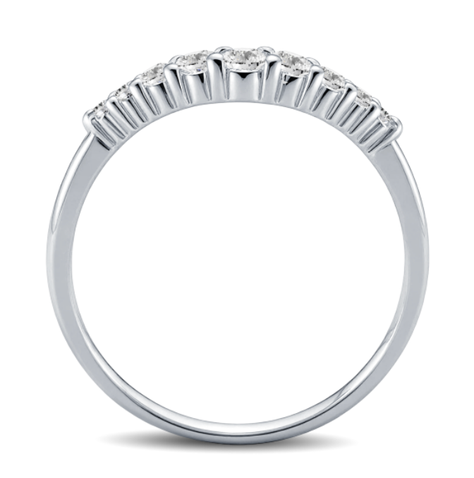 Curved Round Diamond Wedding Band