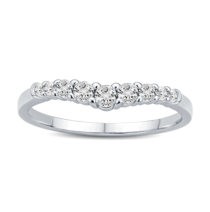 Curved Round Diamond Wedding Band