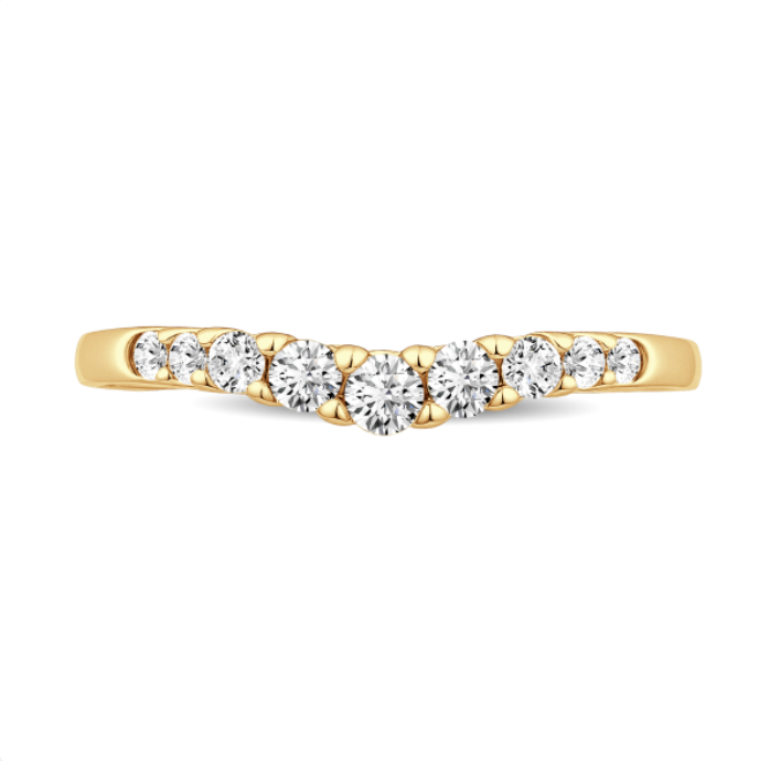 Curved Round Diamond Wedding Band