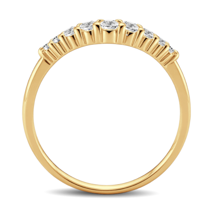 Curved Round Diamond Wedding Band