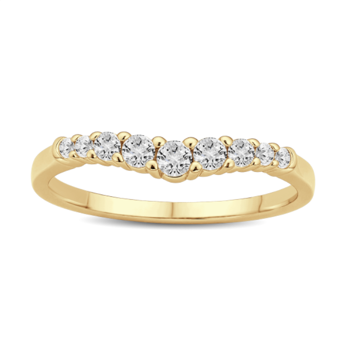 Curved Round Diamond Wedding Band