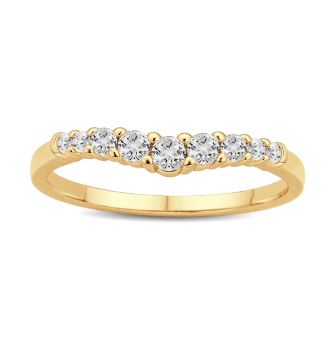 Curved Round Diamond Wedding Band