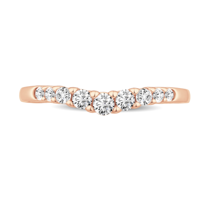 Curved Round Diamond Wedding Band